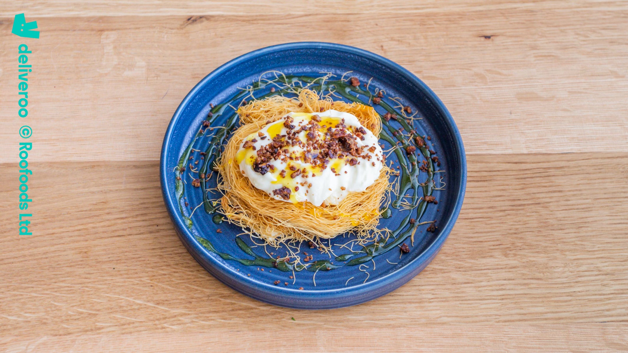 Kadayif Nest of Vanilla Cheesecake Cream Caramelised Peacans