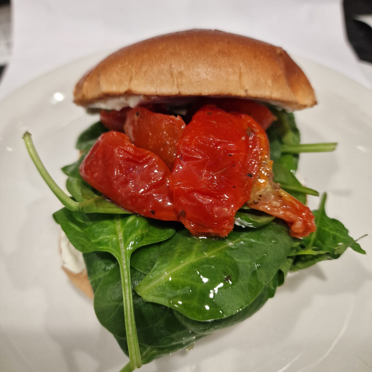 Cream Cheese, Sun Dried Tomato and Spinach Brioche Bun