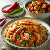 Prawn Fried Rice and Chilli Prawn dry