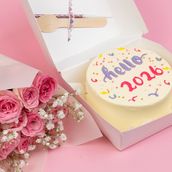 Rainbow hello 2026 Cakes with flowers pink 