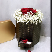 Gift Box With Roses And Sweets Black And Gold Color