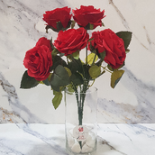 Artificial Roses In Cylinder Glass Vase 1804
