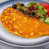 Omelette With Minced Meat And Fresh Vegetables
