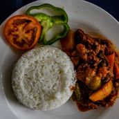 Beef Afritada With Rice Meal