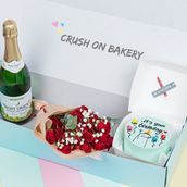 Its Your Birthday Cake With Flowers Red Combo