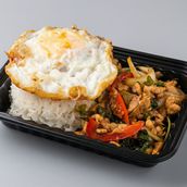 Kra Pao Chicken With White Rice And Egg