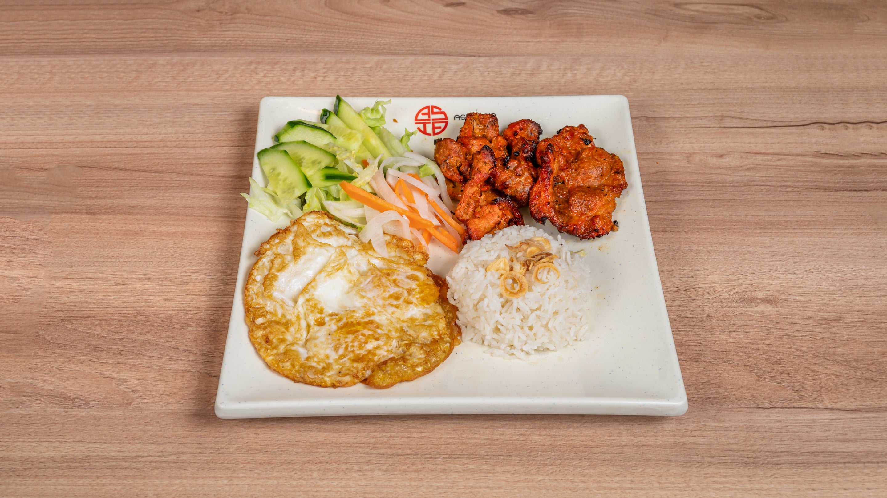 Grilled Pork Chops & Boiled Rice with Fried Egg