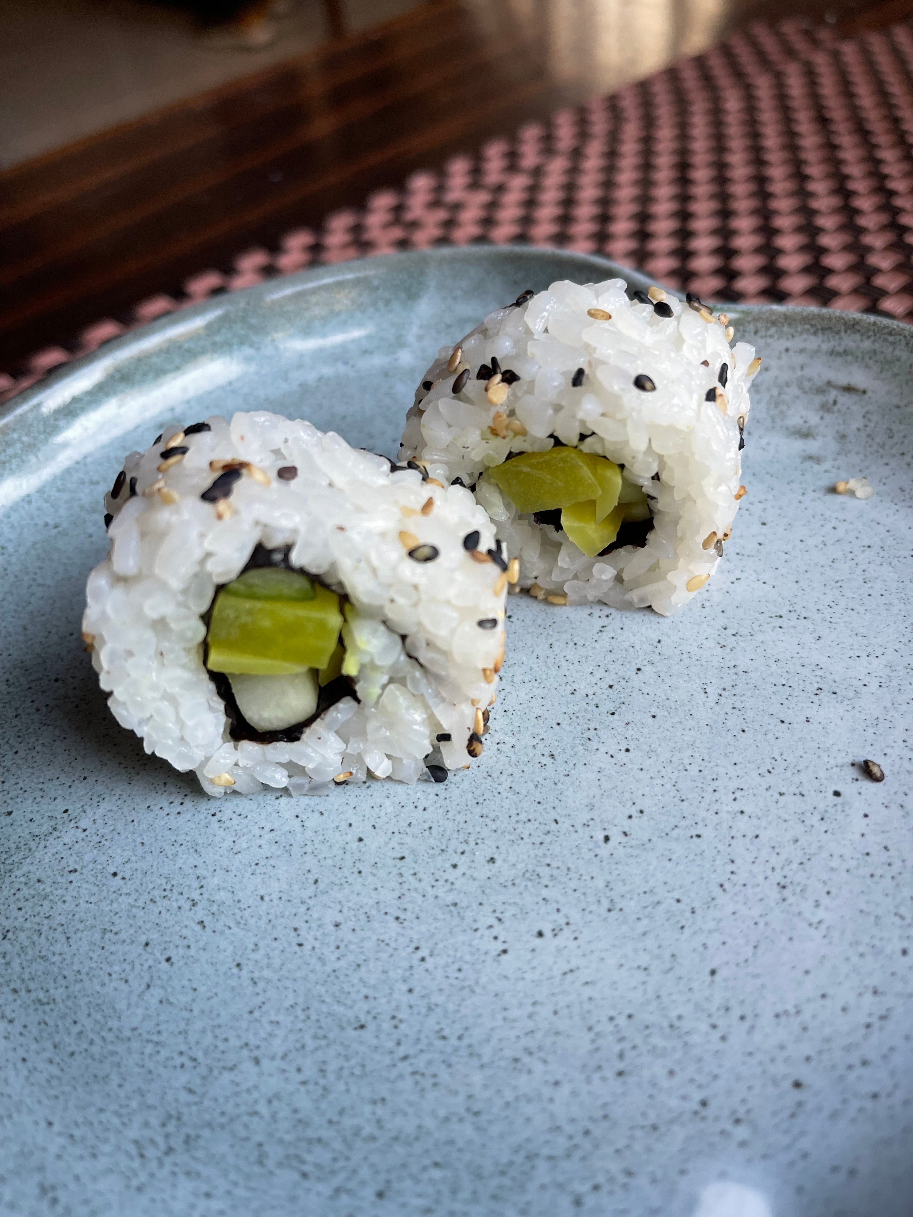 Cucumber and Pickled Radish Maki Mono