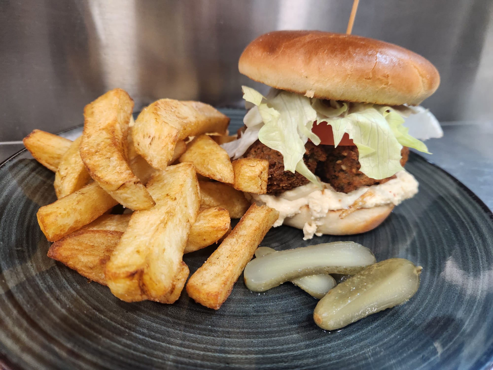 Falafel and Hummus Burger