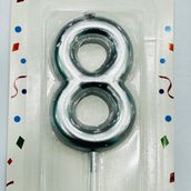 Silver candle number 8