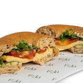 Egg and avocado bagel
