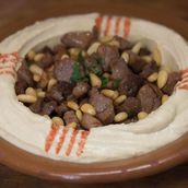 Hummus With Meat And Pine Nut