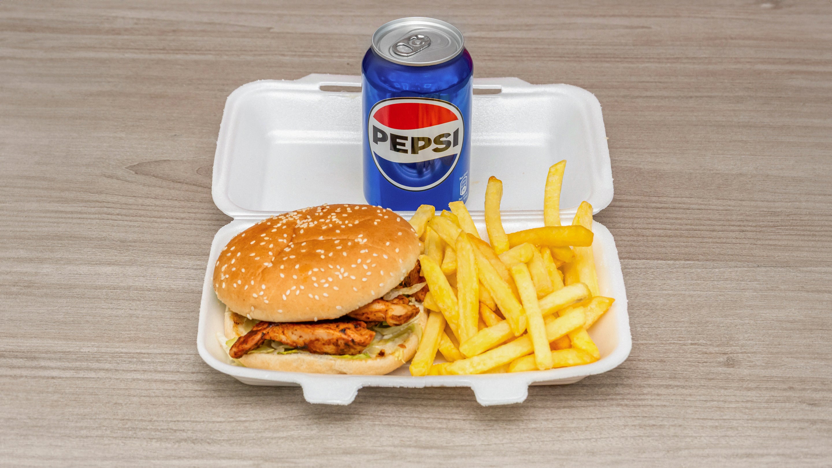 Grill Strip Burger and Chips