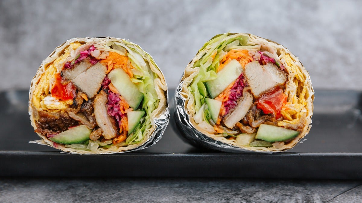 Roasted duck salad wrap