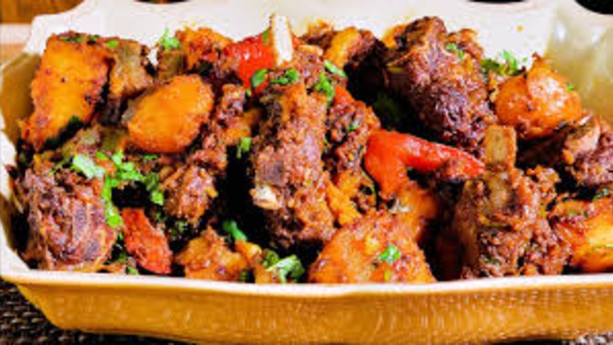 Garnished Fried Goat Meat