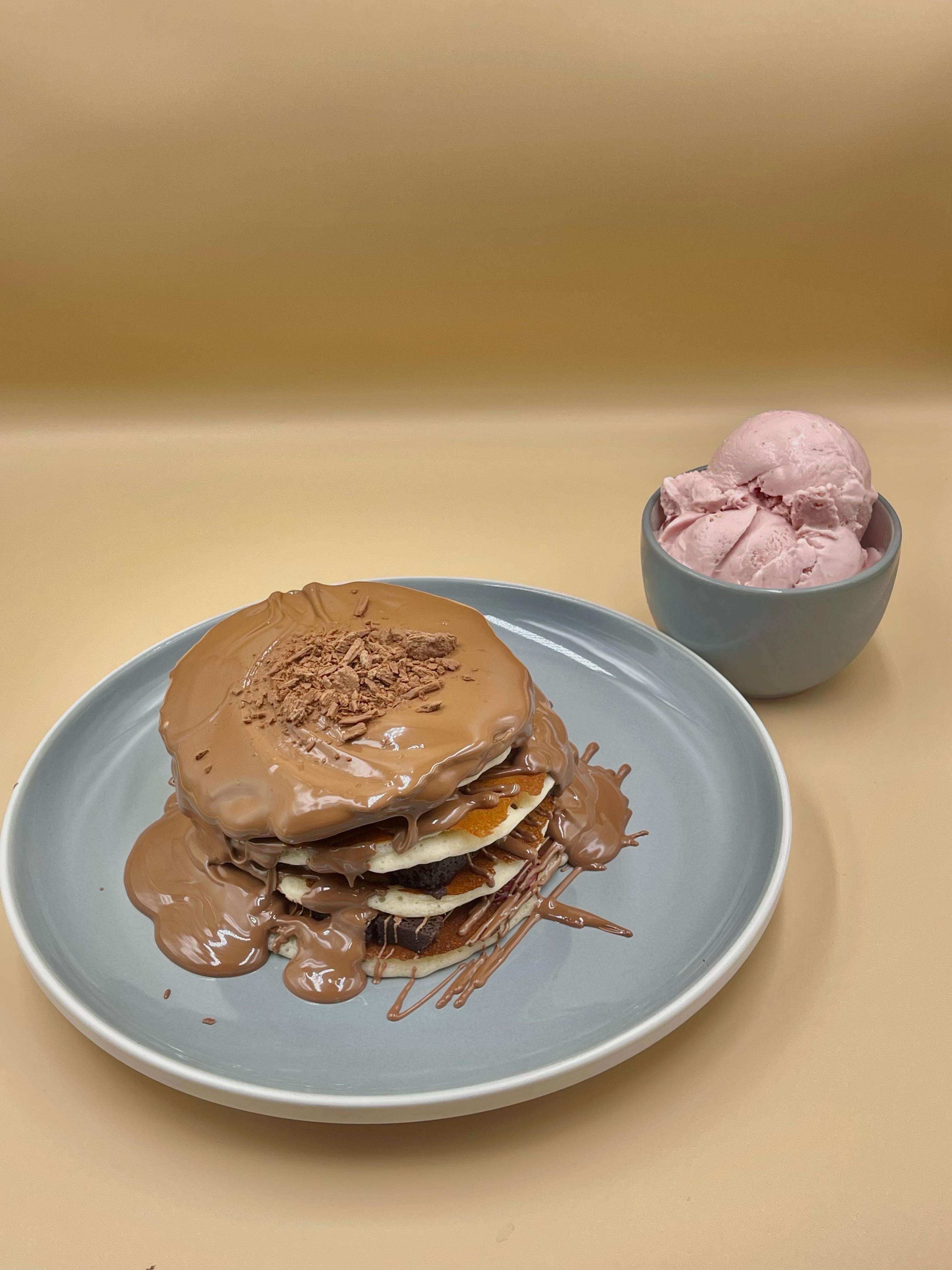 Strawberry Brownie Pancakes
