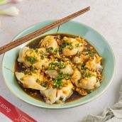 Beef Poached Wontons Chili Spring Onions