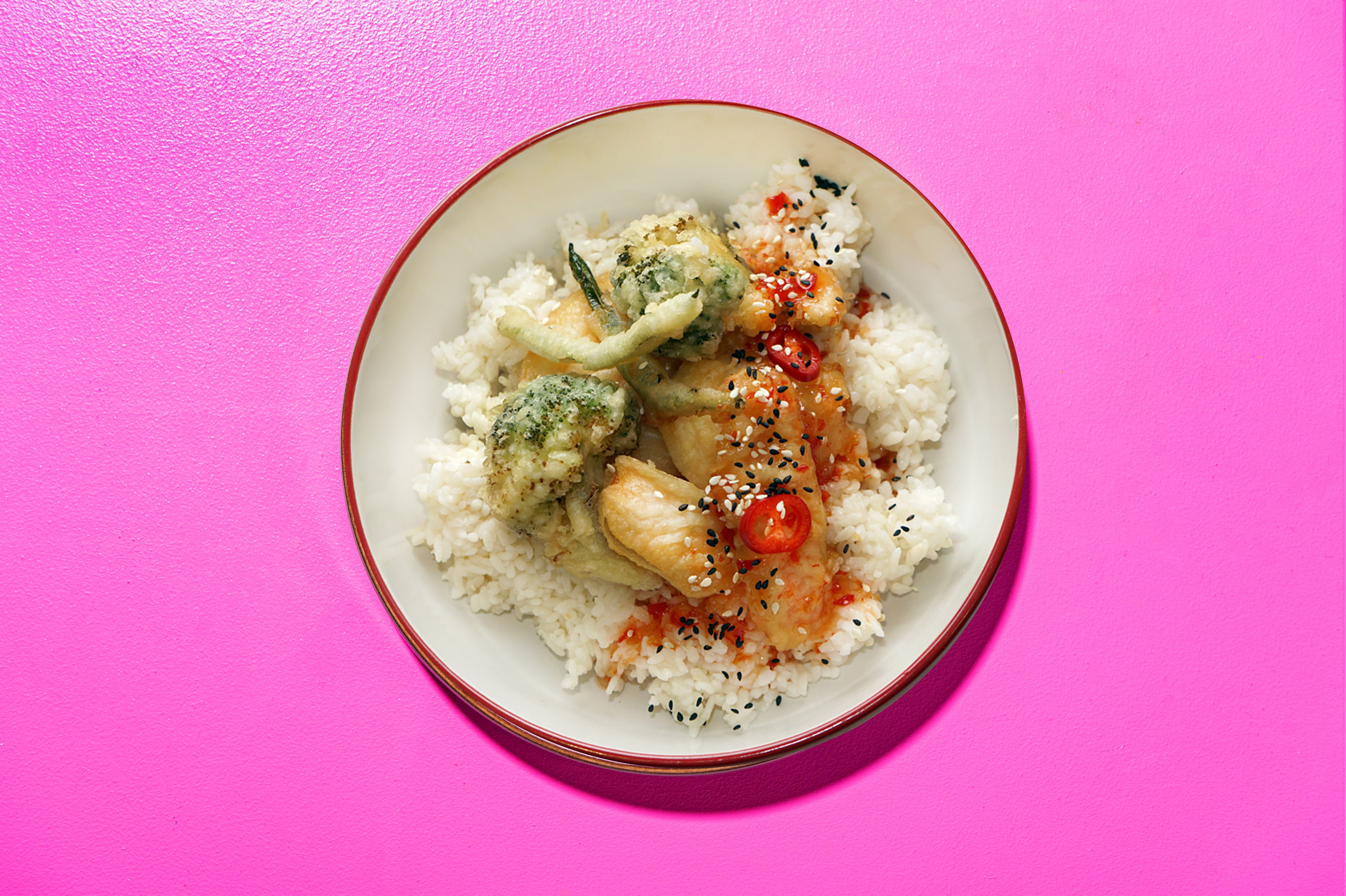 Tempura Vegetables Sweet Chilli Rice