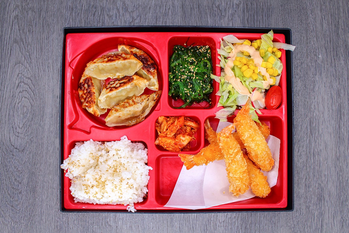 Chicken Gyoza and Prawn Katsu Bento