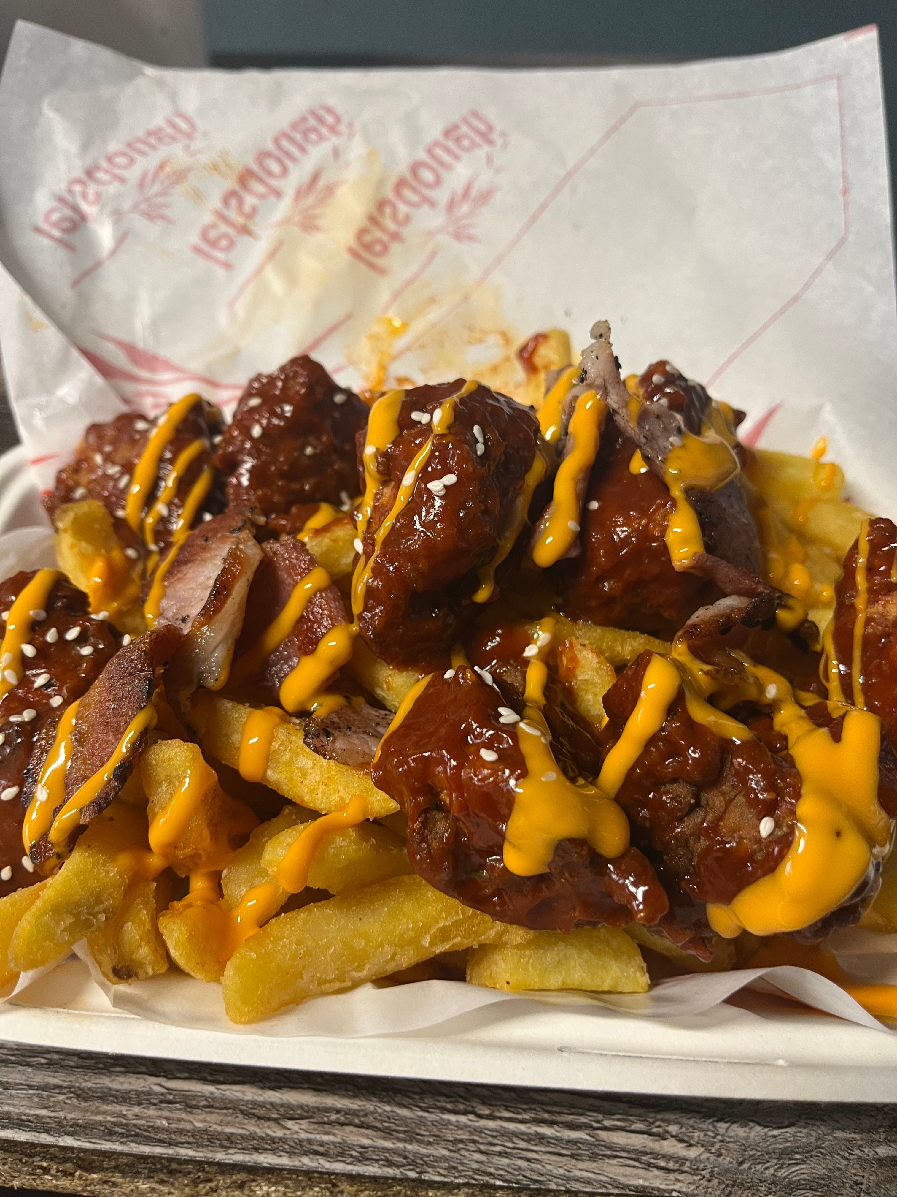 Crunchy Korean chicken loaded fries