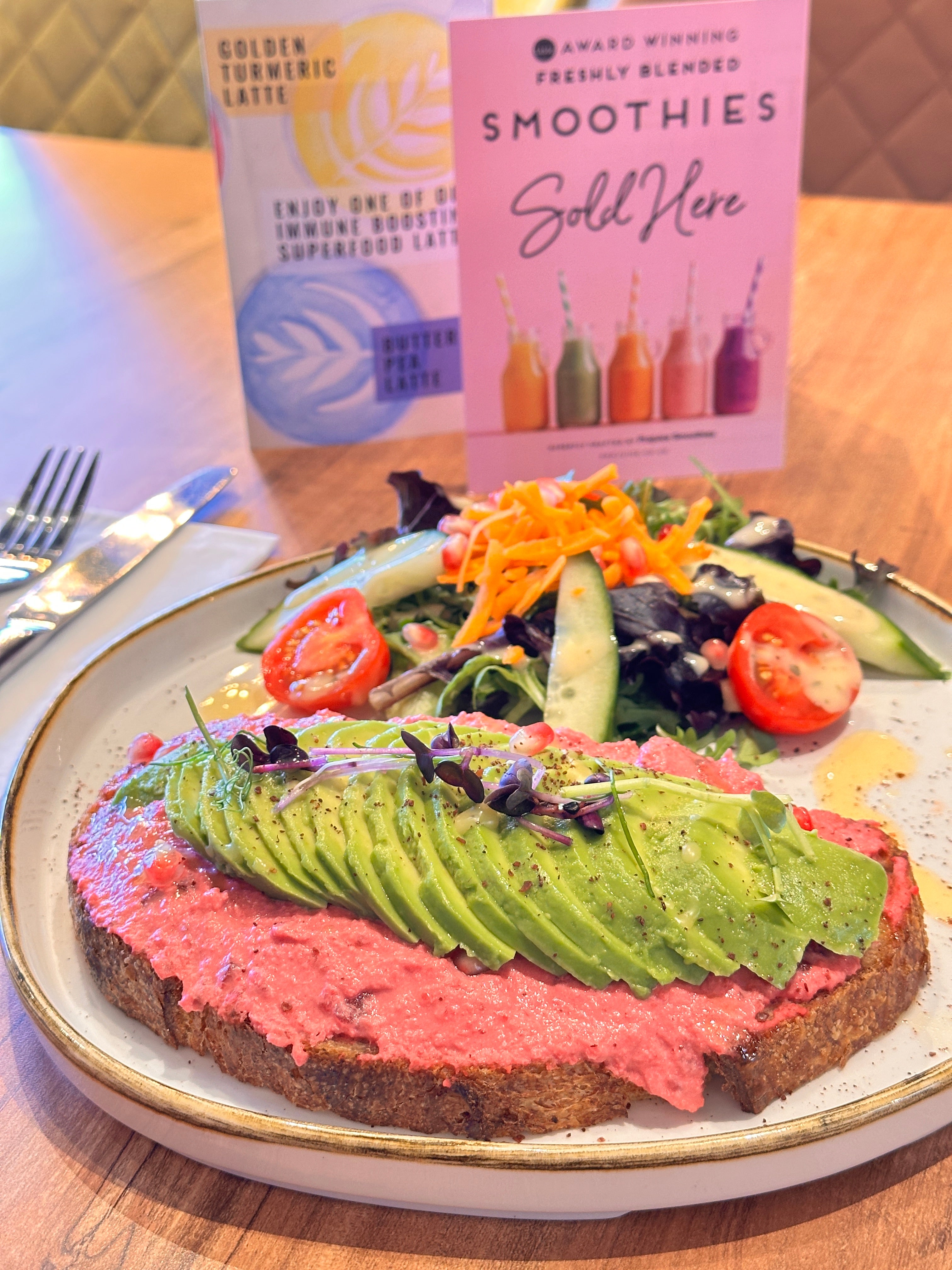 Hummus Beetroot and Avo on Toast