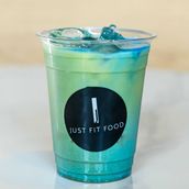 Blue spirulina and matcha Ice Latte