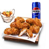 10 Boneless Wings + wedges + pepsi