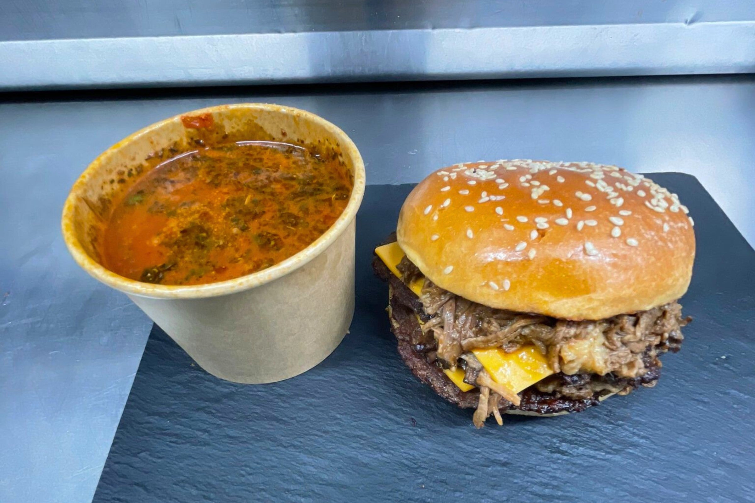 Pulled beef burger