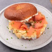 Smoked Salmon and Scrambled Egg Bagel With Creame Cheese