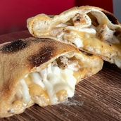 Chicken Alfredo Calzone With Garden Salad Or Potato Wedges And Soft Drink