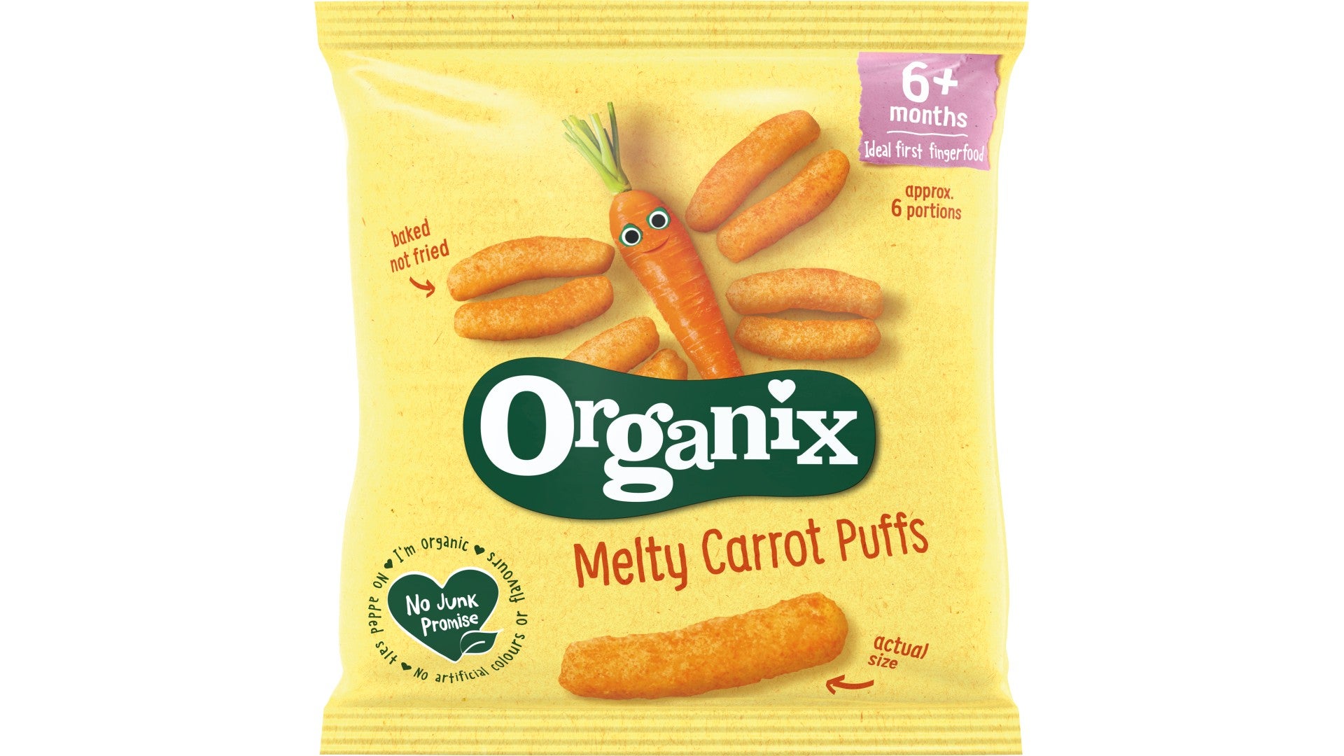Organix Melty Carrot Puffs Organic Baby Finger Food Snack 20g