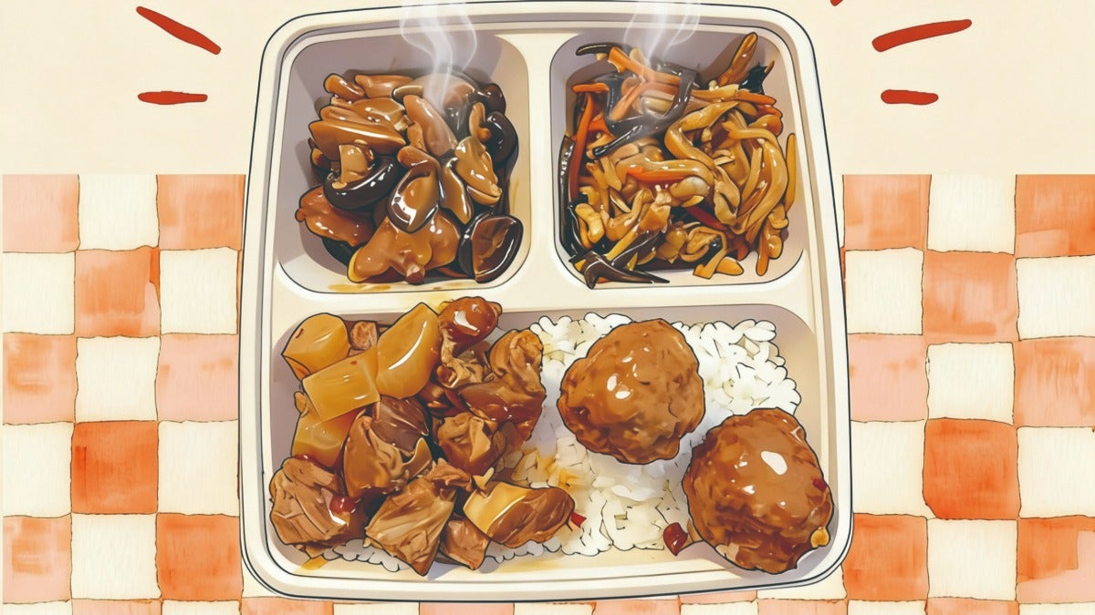 三拼饭 + 泡菜 + 软饮自选 Triple Combo Rice and Kimchi and Soft Drink (Vegetables Included)