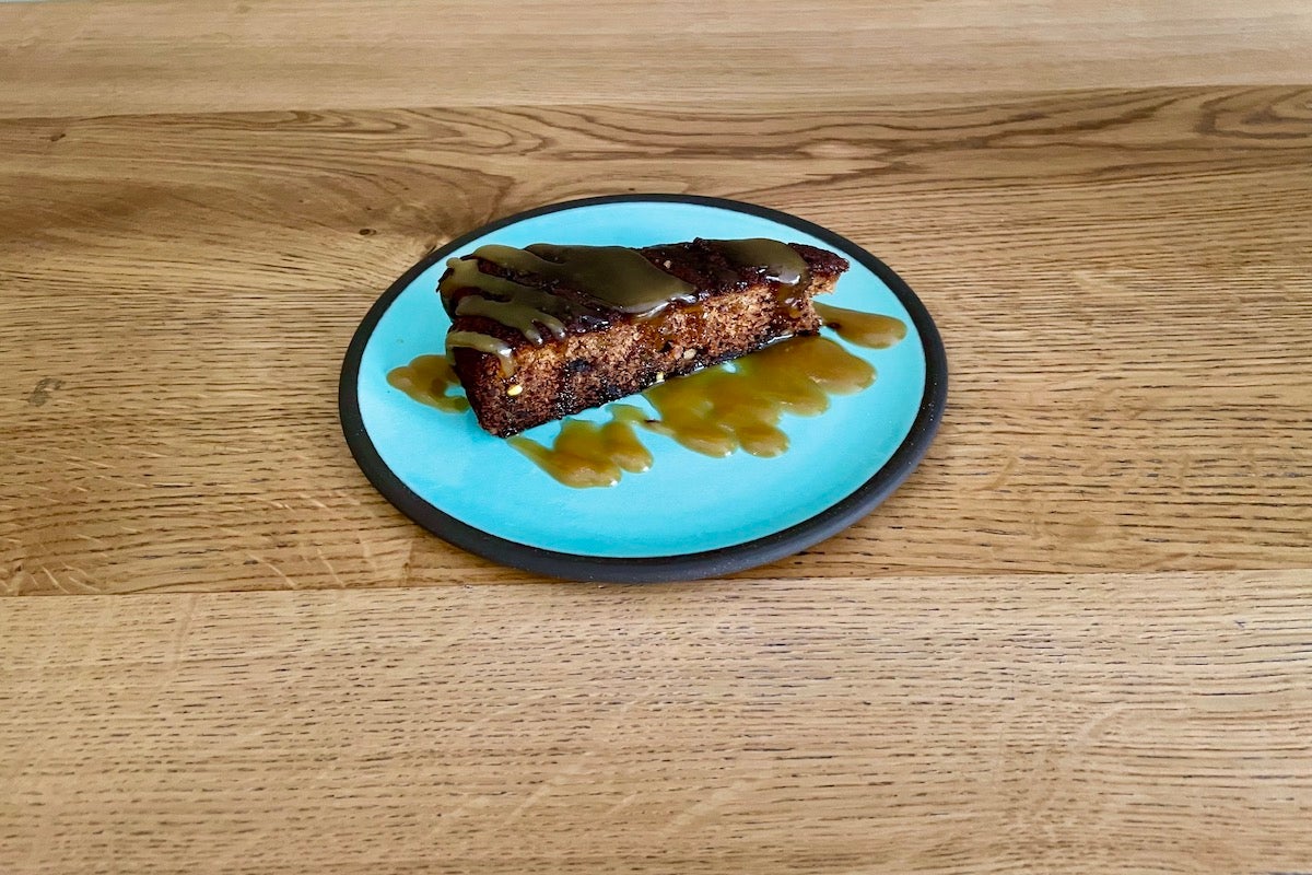 Plum Polenta Cake, Plum & Orange Blossom Coulis (GF)