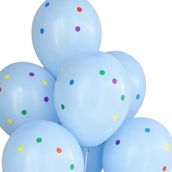 Blue Colored Balloons with Colorful Dots (12Pieces)