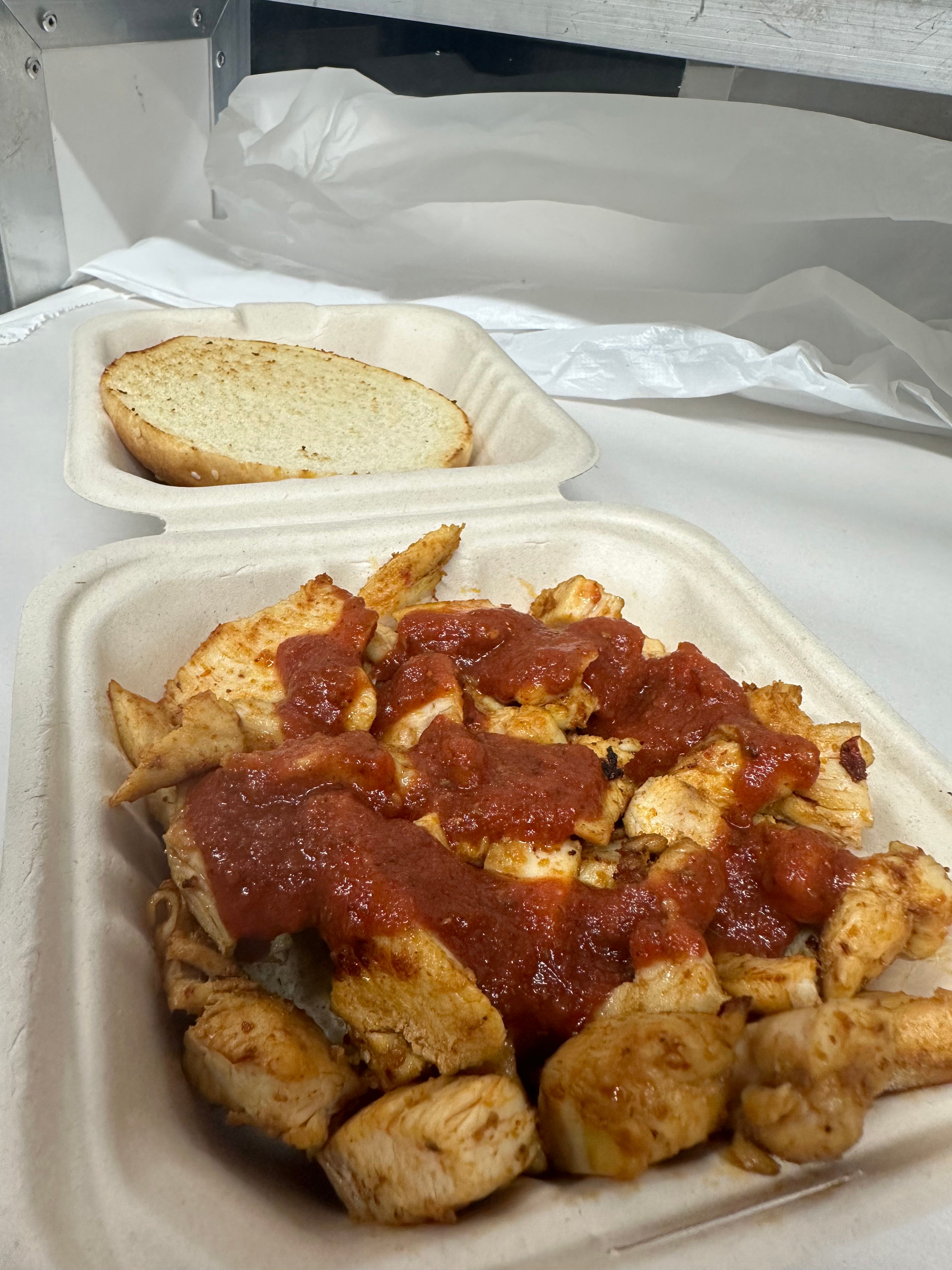 Chicken shish in a roll