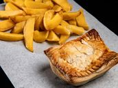 Mince Beef And Onion Pie And Chips