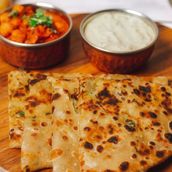 Punjabi Aloo Onion Paratha with Rajsthani Raita