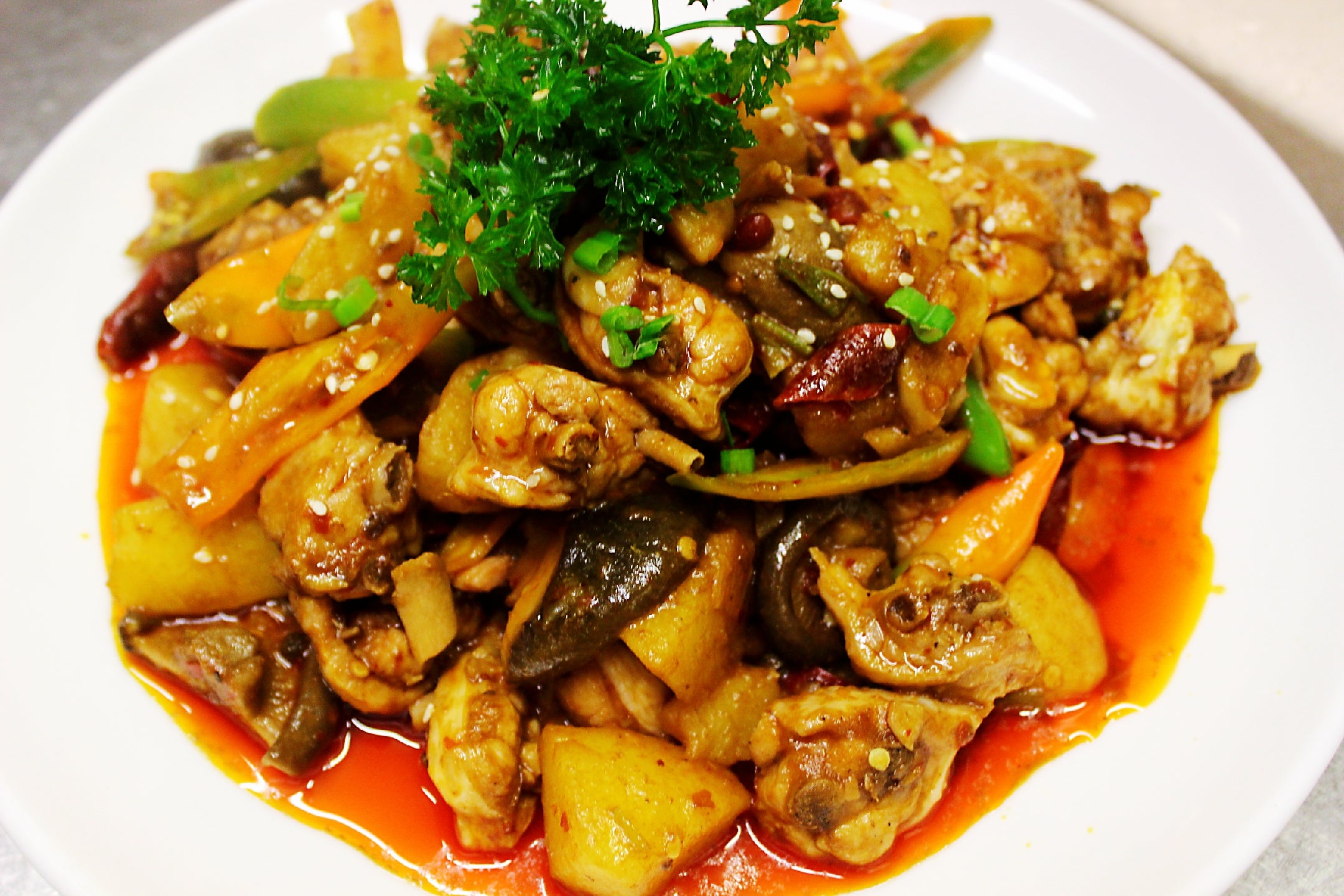 Stewed Chicken and Potatoes with Chilli Sauce