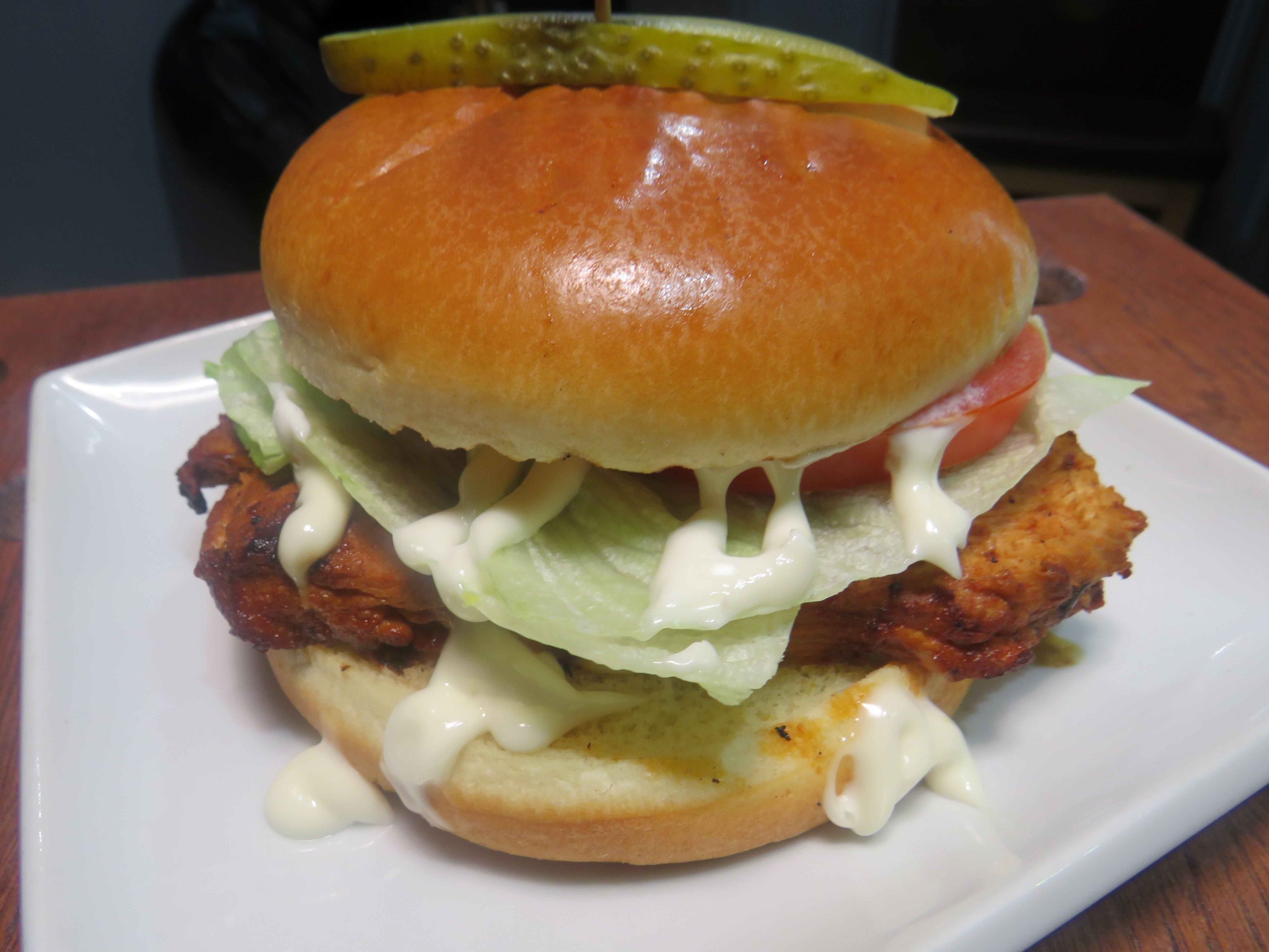Charcoal-Grilled Chicken Breast Burger and Chips