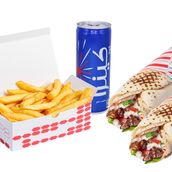 Two Lebanese bread meat shawarma combo