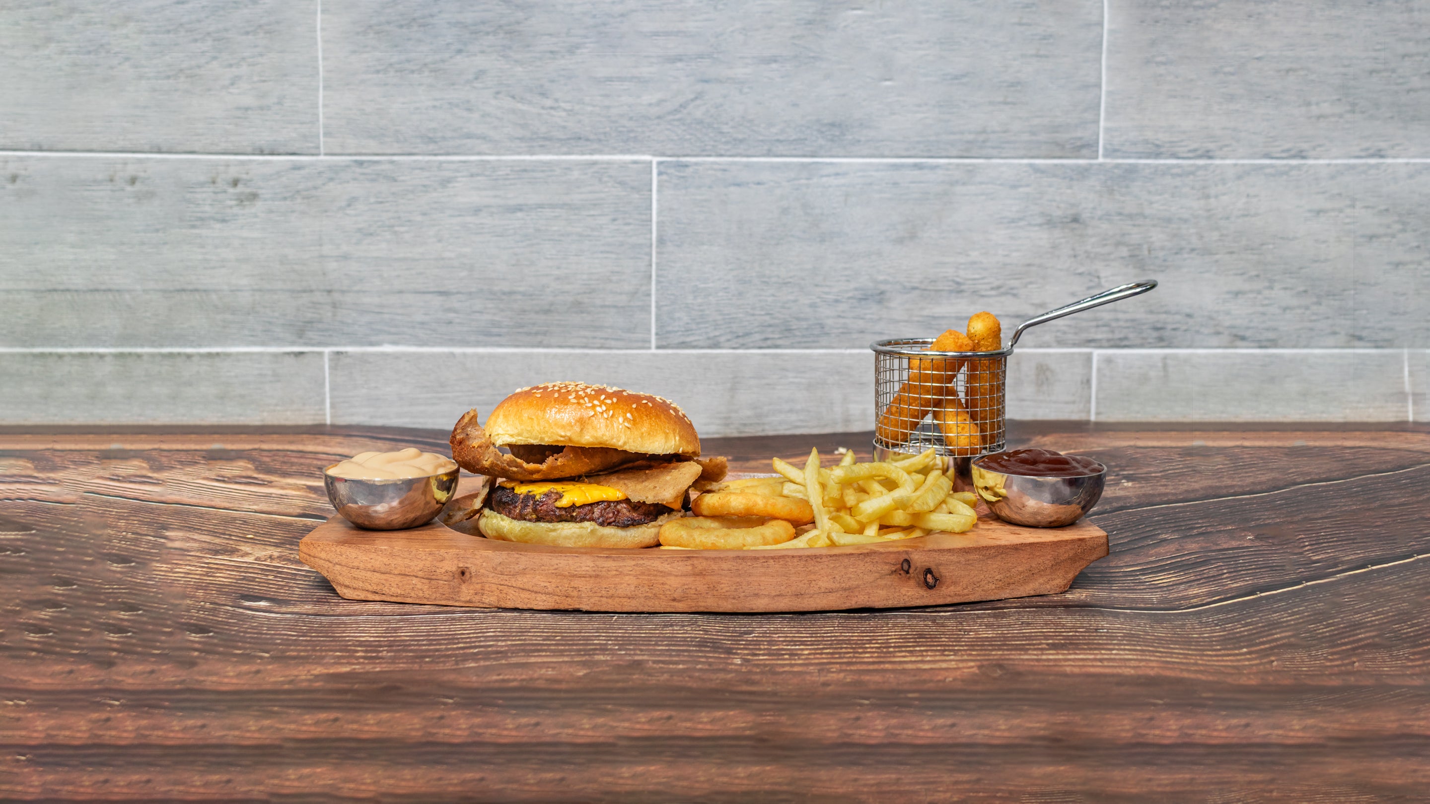 Handmade Style Gourmet Burger With Chips