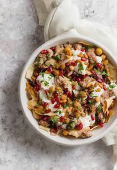 Fatteh With Sautéed Meat