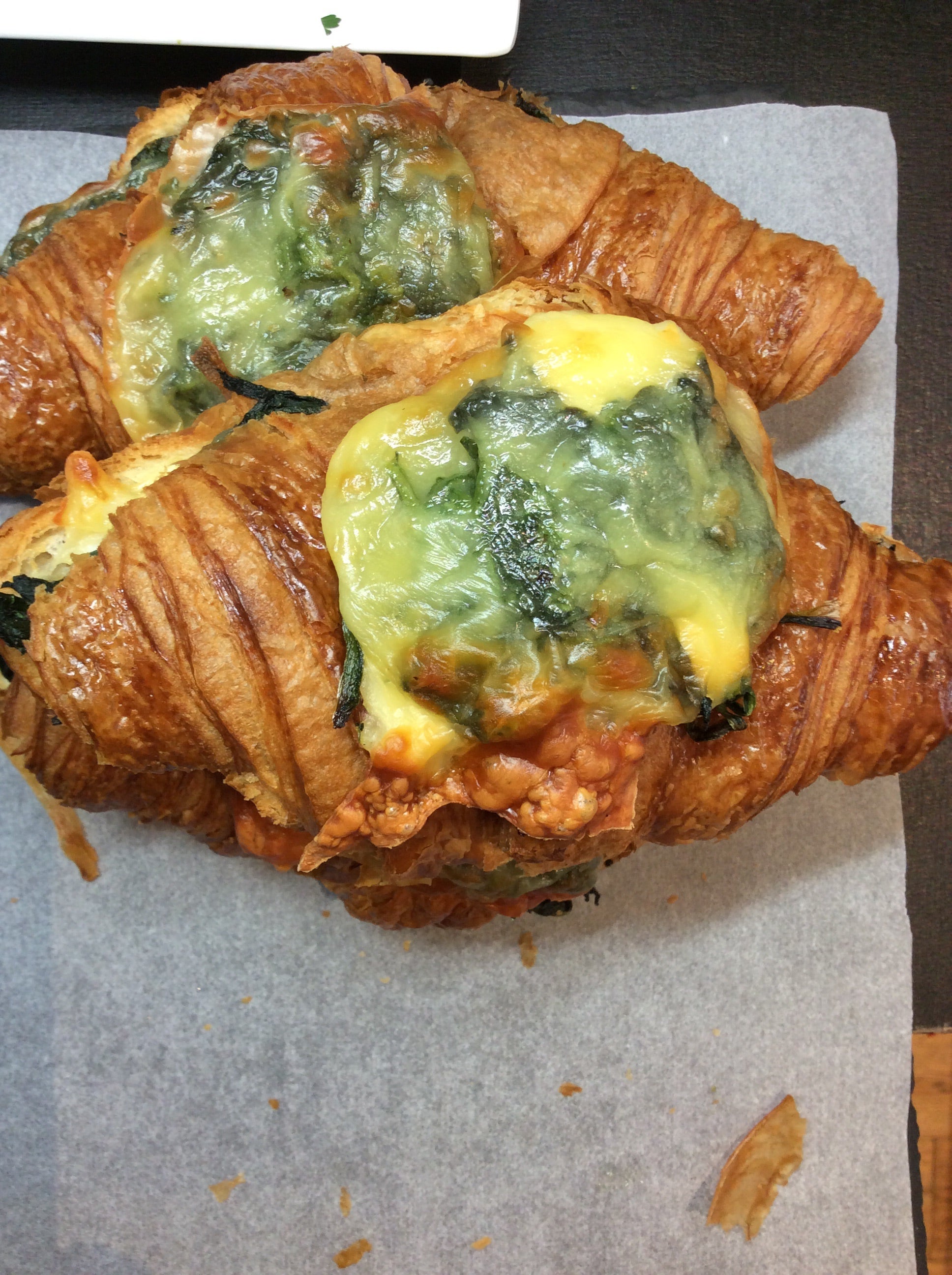 Croque with Spinach and Cheese Croissant