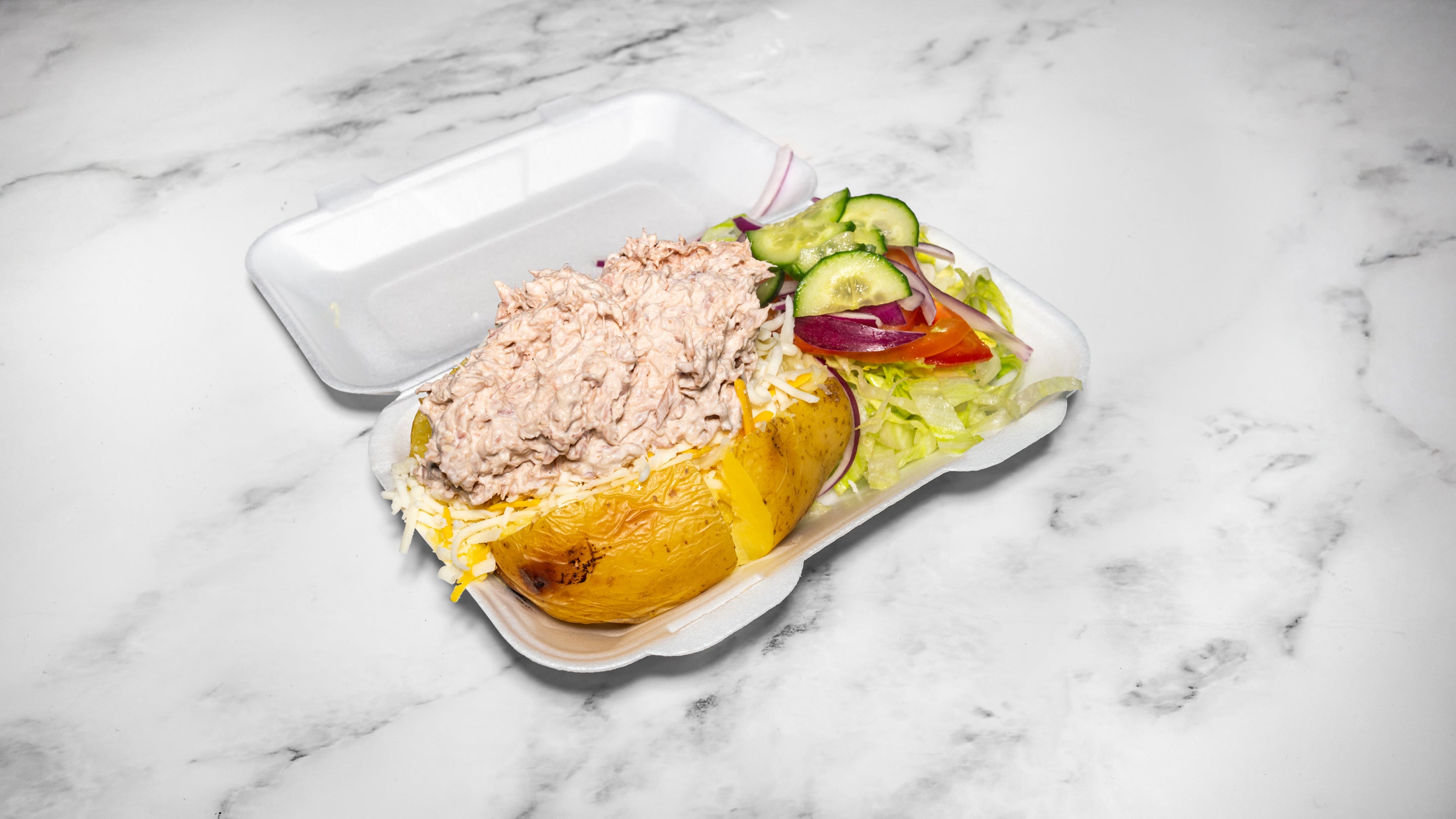 Tuna Mayo and Salad Baked Potatoes
