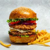 Chicken Double Burger With Fries