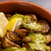 Fried Eggplant With Green Sauce