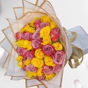 50 yellow and purple roses 