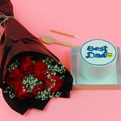Best Dad Mini Cake 1 with Bouquet