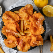 Butterfly Shrimp With French Fries