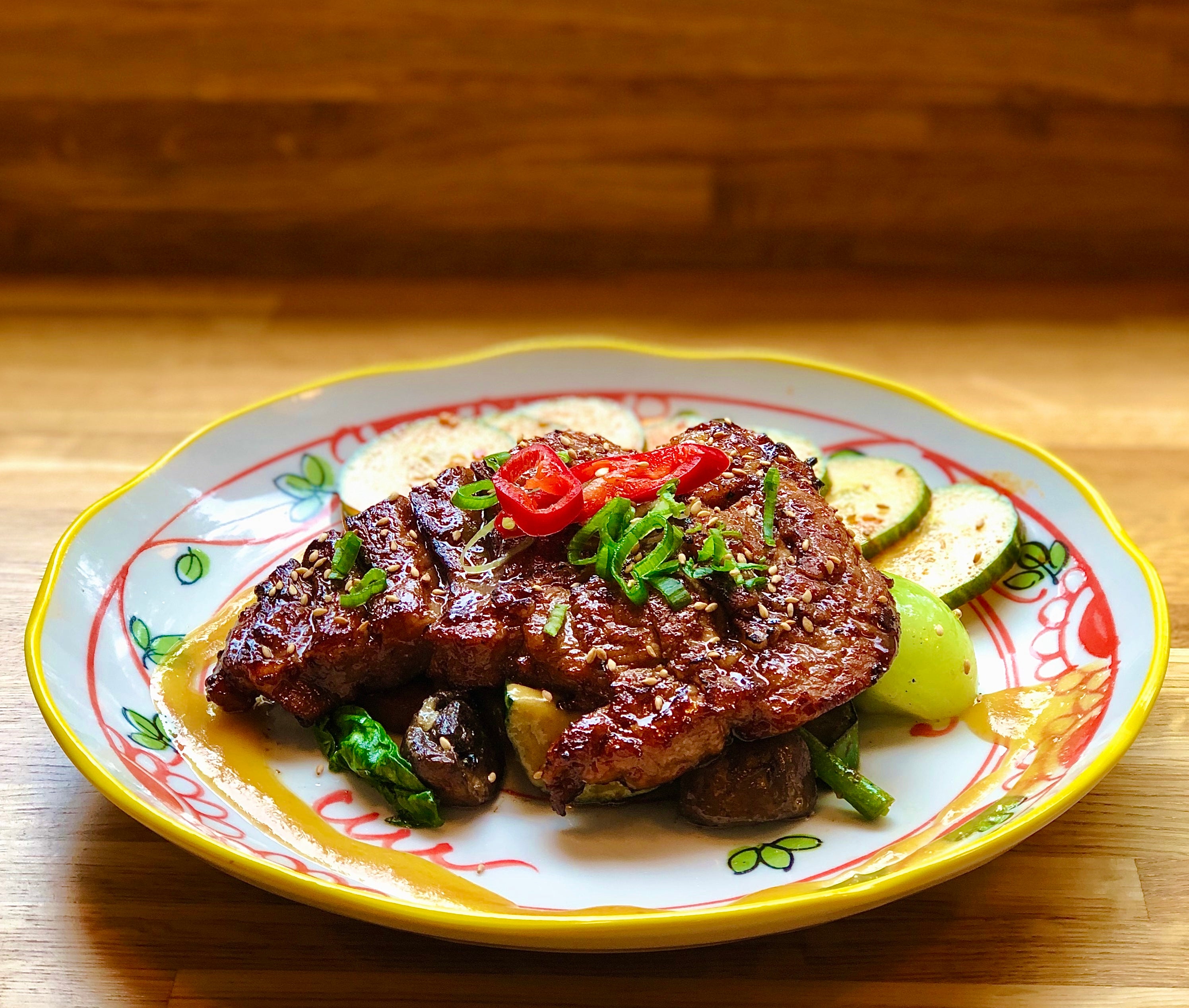 BBQ Pork with Cucumber Salad